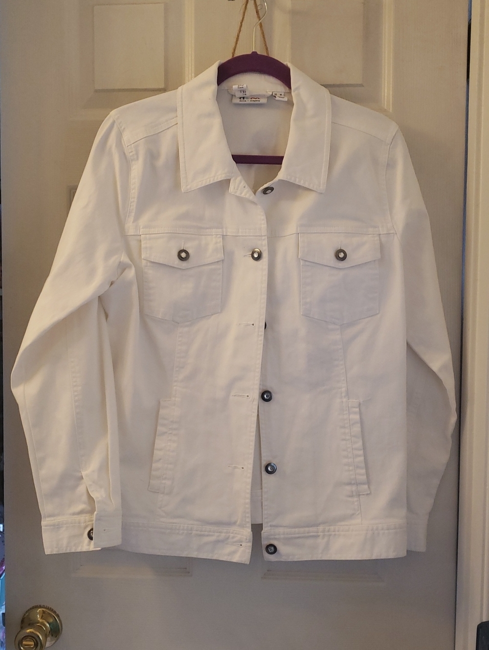 Denim&Co White Women's Button-Front Jean Jacket